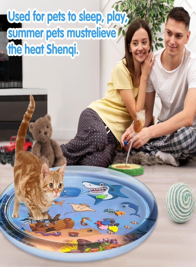 YumSur Sensor Water Playmat, Thickened Water Sensor Play Mat for Cats Dog, Thickened Sensory Water Play Mat for Cats with Fish for Pet Play, Cat dog Water Sensor Pad Water Playmat with Toy (Shark - 39 in) - Image 5