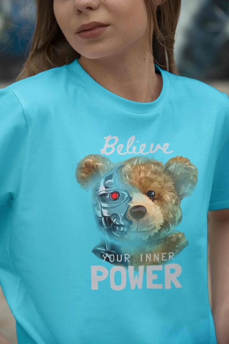 DogFish Teddy Women's Oversize Blue T-Shirt