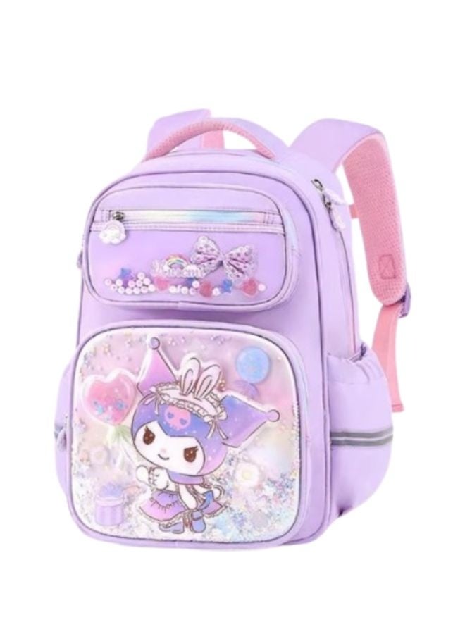 Sanrio Kuromi Cartoon Chracter Glitter Design School Backpack - Image 1