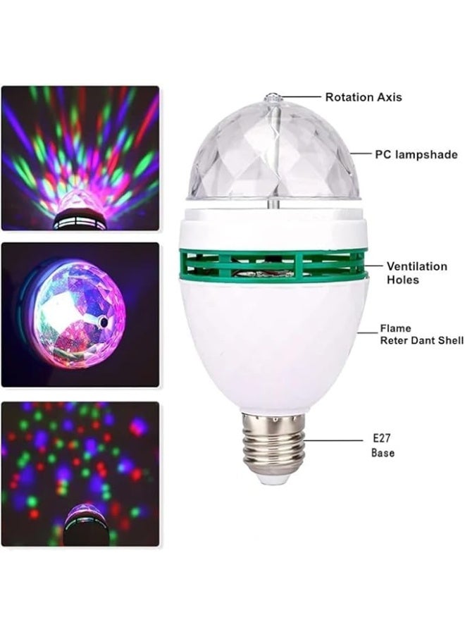 متجر ماى سوق :لمبة ديسكو LED دوارة متعددة الألوان RGB بقاعدة E27 - إضاءة حفلات كريستالية سحرية للمنازل والمناسبات(4 قطع) - Image 4