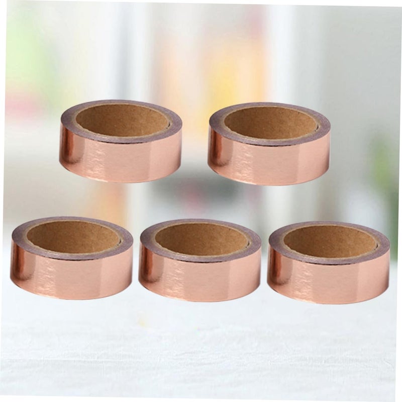 Rose Gold Washi Tape 5 Pack DIY Crafting Gift Wrapping Scrapbooking Journaling Decor - Image 3