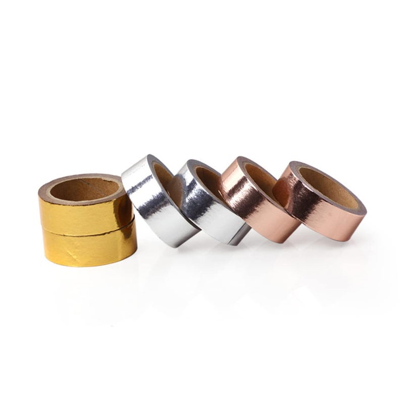 Rose Gold Washi Tape 5 Pack DIY Crafting Gift Wrapping Scrapbooking Journaling Decor - Image 2