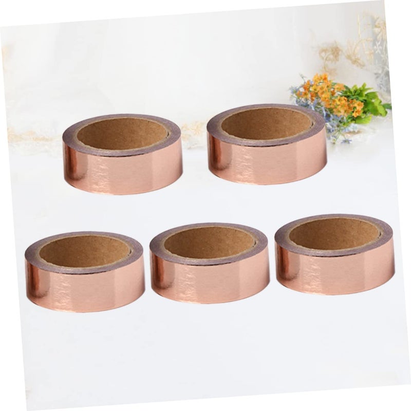 Rose Gold Washi Tape 5 Pack DIY Crafting Gift Wrapping Scrapbooking Journaling Decor - Image 4