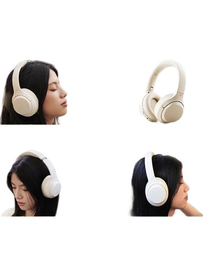 iKF T1 [Smart Connectivity App] Wireless Bluetooth Headphones With Call Noise Reduction, Bluetooth 5.4, Hifi Sound Quality, Long Battery Life, Low Latency, Retro White - Image 2