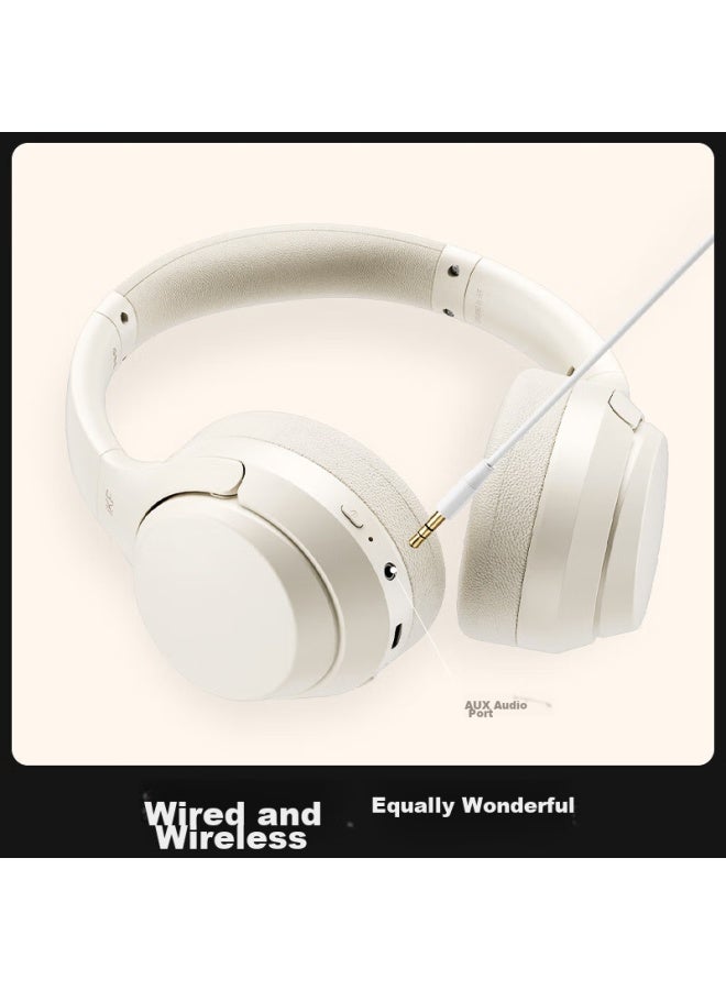 Ikf T1 Wireless Bluetooth Headphones With Call Noise Reduction, Bluetooth 5.4, Hifi Sound Quality, Long Battery Life, Low Latency, Retro White - Image 4