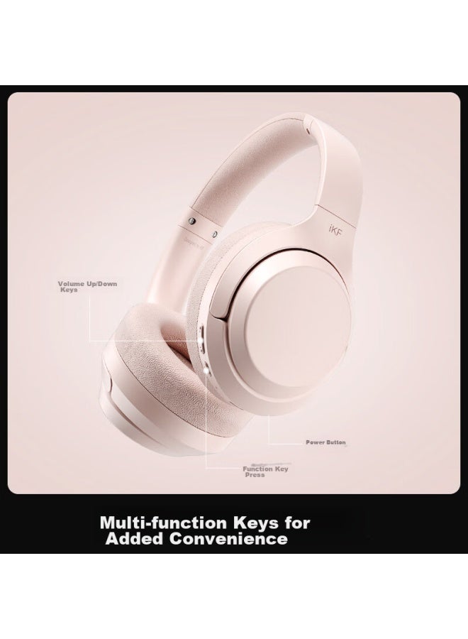Ikf T1 Wireless Bluetooth Headphones With Call Noise Reduction, Bluetooth 5.4, Hifi Sound Quality, Long Battery Life, Low Latency, Retro White - Image 2