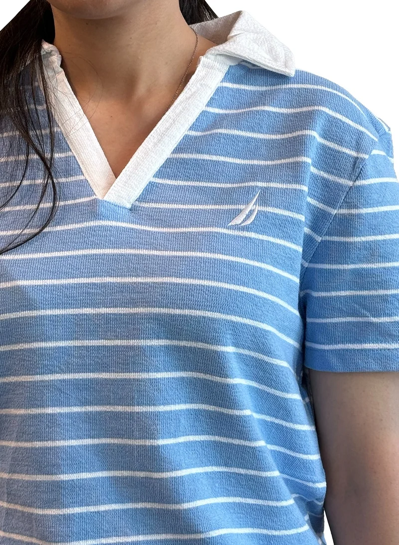 NAUTICA  Striped Regular Fit Premium Cotton Polo Shirt for Women | Best Price UAE