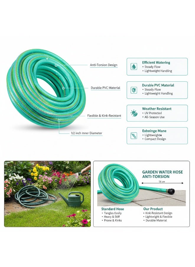 Gator Garden Water Hose Anti-Torsion | Flexible Watering Hose for Garden, Lawn, Irrigation & Outdoor Cleaning | Durable | Easy Flow | 100 Meter | 1/2 Inch | Green - Image 4