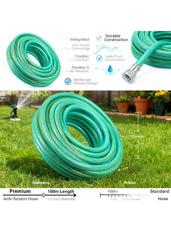 Gator Garden Water Hose Anti-Torsion | Flexible Watering Hose for Garden, Lawn, Irrigation & Outdoor Cleaning | Durable | Easy Flow | 100 Meter | 1/2 Inch | Green - Image 3