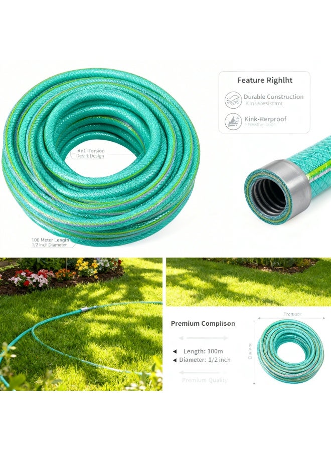 Gator Garden Water Hose Anti-Torsion | Flexible Watering Hose for Garden, Lawn, Irrigation & Outdoor Cleaning | Durable | Easy Flow | 100 Meter | 1/2 Inch | Green - Image 2