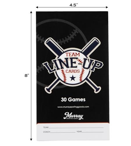 Murray Sporting Goods Baseball/Softball Lineup Cards - 30 Games with 16 Player Roster Lineup Sheet (4-Part Carbon Copies) (1) - Image 3