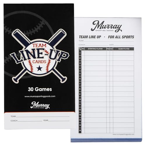Murray Sporting Goods Baseball/Softball Lineup Cards - 30 Games with 16 Player Roster Lineup Sheet (4-Part Carbon Copies) (1) - Image 1