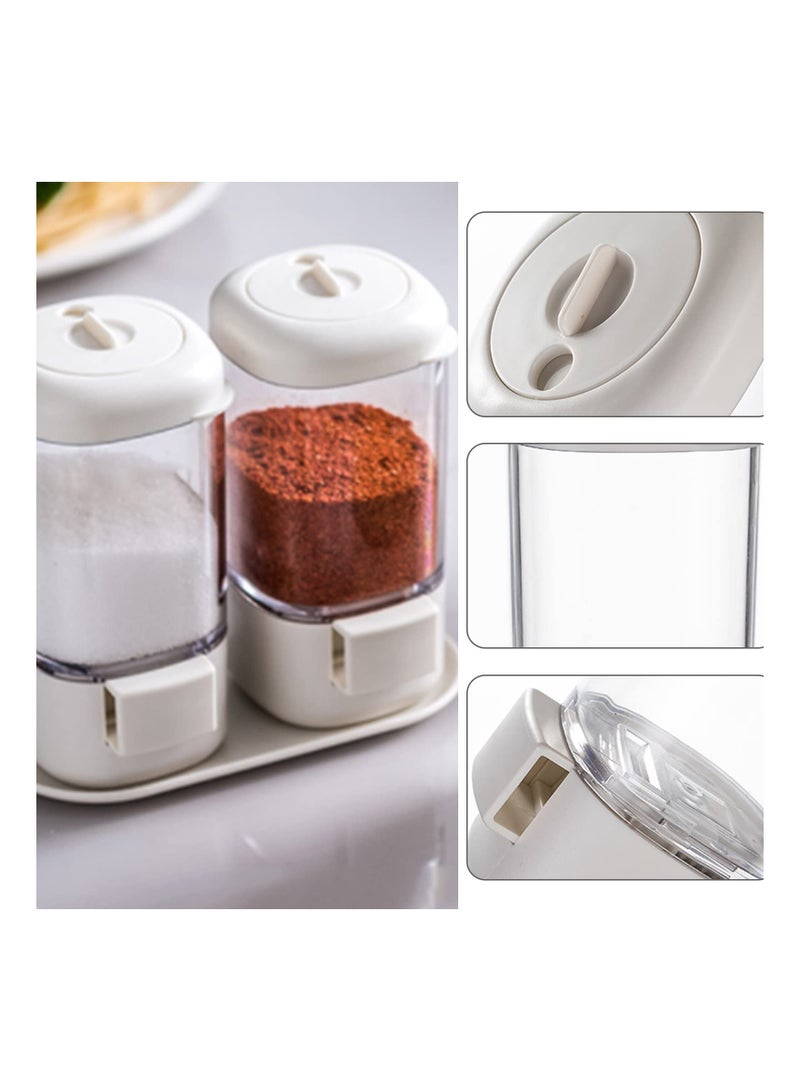 SYOSI Spice Jars Bottles, Press Type Salt Control Bottle Kitchen Household Sealed Moisture Proof Metering Pepper Tank Set, Seasoning Bottle Rotary Seal Salt Tank for Sugar, Salt, Pepper and Other Spices - Image 3