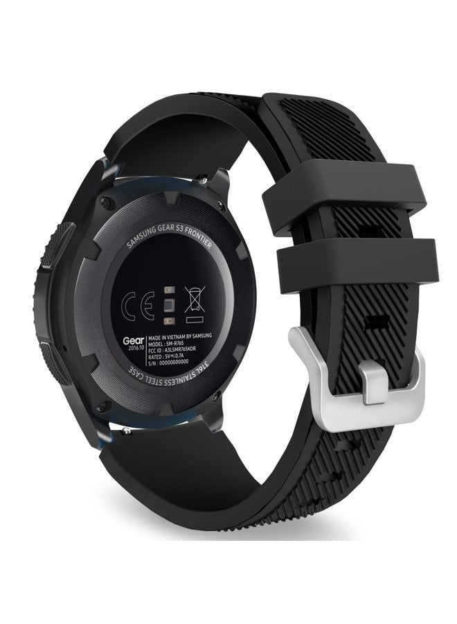 MoKo Band Compatible with Samsung Galaxy Watch 3 45mm Band/Galaxy Watch 46mm Band/Gear S3 Frontier/Classic, 22mm Soft Silicone Replacement Band Sport Strap for Men Women, BLACK - Image 1
