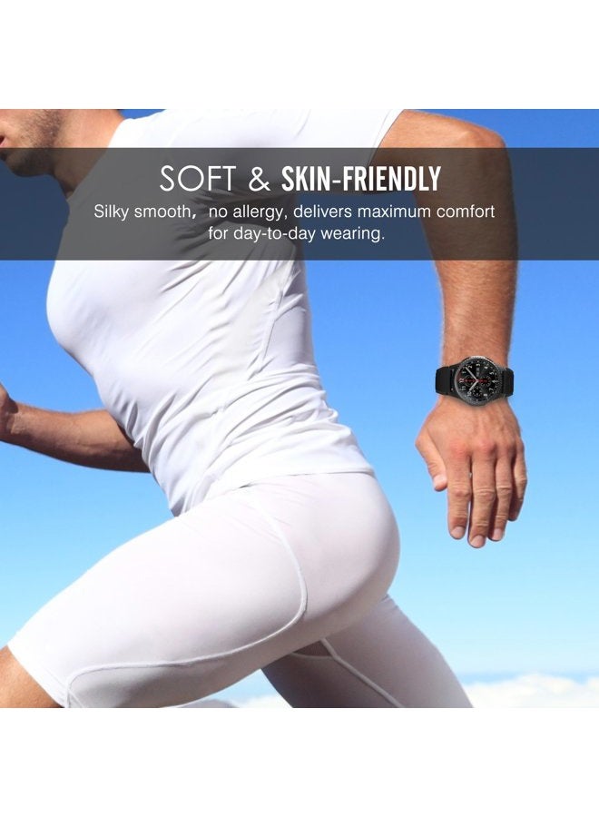 MoKo Band Compatible with Samsung Galaxy Watch 3 45mm Band/Galaxy Watch 46mm Band/Gear S3 Frontier/Classic, 22mm Soft Silicone Replacement Band Sport Strap for Men Women, BLACK - Image 4