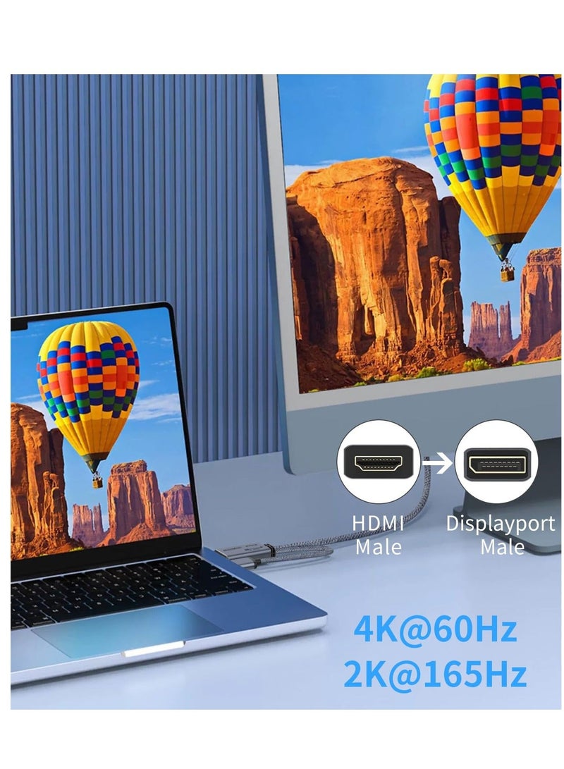 محول HDMI إلى DisplayPort 4K@60Hz، كابل محول ذكر إلى ذكر HDMI إلى DP 1.2 مع طاقة USB للشاشة، PS4، عالي السرعة، متوافق مع HDCP2.2، 6.6 قدم 2 متر، غير ثنائي الاتجاه - Image 4