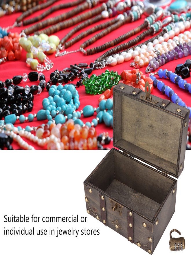 LIZEALUCKY Vintage Wooden Boxes With Lock, Decorative Wooden Storage Box Treasure Jewelry Chest, Decorative Small Wood Box with Lid Wood Box Chest Case Holder Organizer for Jewelry Storage,7.1 x 4.3 x 3.9in - Image 4