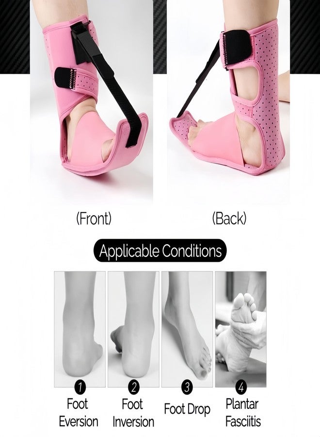 CQSMY Plantar Fasciitis Night Splint for Women & Men, Adjustable Single Pull Strap Dorsiflexion Brace for Plantar Fasciitis Relief, Foot Drop, Achilles Tendonitis & Heel Pain (1PC,Pink) - Image 2