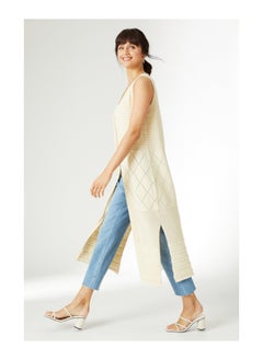 Pointelle Stitch Longline Short Sleeve Cardi