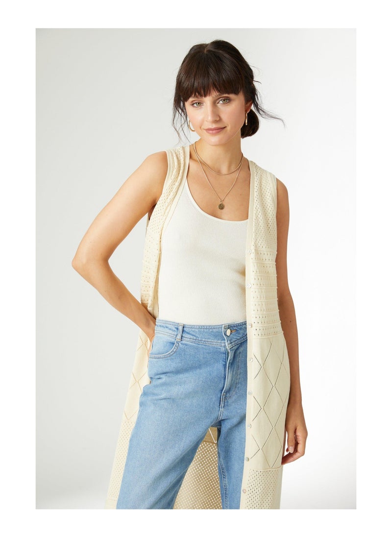 principles - Pointelle Stitch Longline Short Sleeve Cardi - Image 1