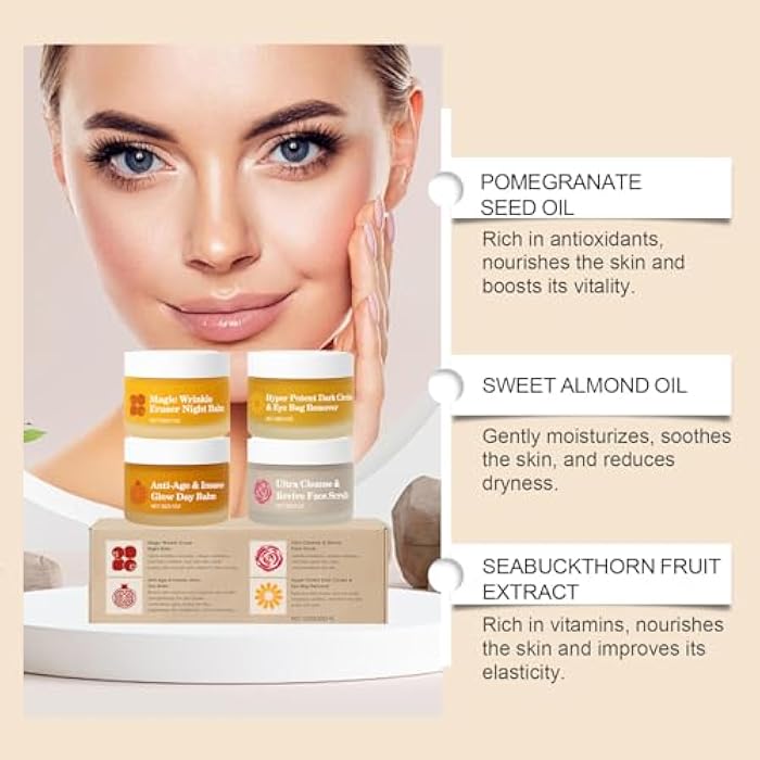 SKROSS Froya Mature Skin Care System, 4-in-1 Anti-Aging Face Balm with Pomegranate & Rosehip - Intense Anti-Wrinkle & Moisturizing Treatment for Smooth, Radiant Skin - Image 3