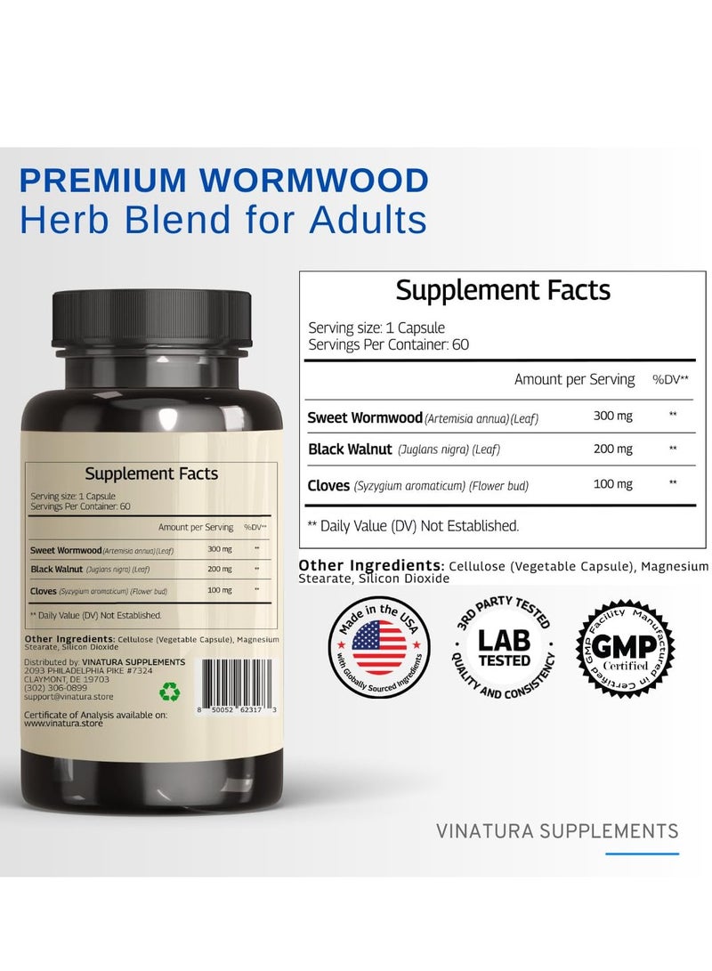 فوز اليوم Wormwood Black Walnut Clove Capsules - Cleanse, Detox, Intestinal Guard Formula Supplement for Humans, with Wormwood herb, Black Walnut Extract Combination, 60 Capsules - Image 4