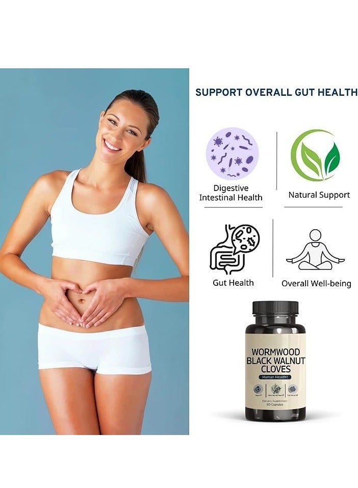 فوز اليوم Wormwood Black Walnut Clove Capsules - Cleanse, Detox, Intestinal Guard Formula Supplement for Humans, with Wormwood herb, Black Walnut Extract Combination, 60 Capsules - Image 2