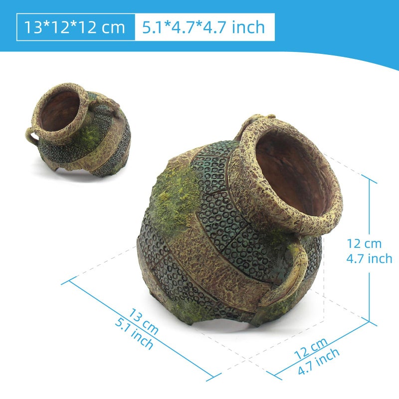 relaqcc Aquarium Decor Ruins Leaning Vase Hideaway Cave, Betta Fish Tank Accessories for Goldfish, Shrimp, Conch, Cichlid - Image 2