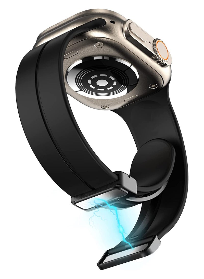 DUSALA Soft Silicone Watch Band with Magnetic Buckle Sport Watch Strap for Apple Watch Ultra 49mm/46mm/45mm/44mm/42mm Compatible with iWatch Ultra 2/1 Series 10/9/8/7/6/5/4/3/2/1/SE - Image 3