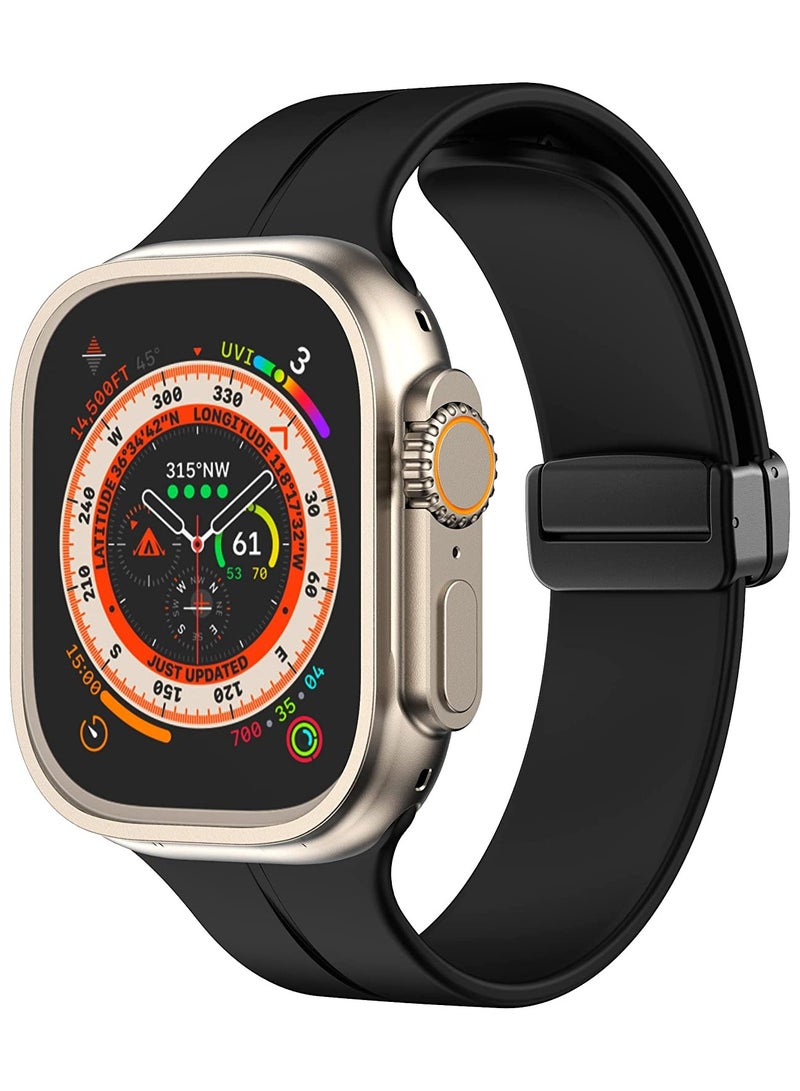 DUSALA Soft Silicone Watch Band with Magnetic Buckle Sport Watch Strap for Apple Watch Ultra 49mm/46mm/45mm/44mm/42mm Compatible with iWatch Ultra 2/1 Series 10/9/8/7/6/5/4/3/2/1/SE - Image 1