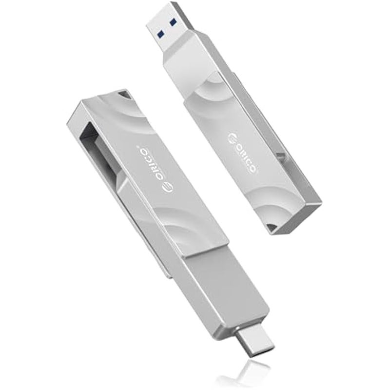 ORICO 1TB External Solid State Drive, 1050MB/s Dual-Port Rotating Metal Portable SSD with 90° Click-Stop, Reliable Storage for iPhone 16, 15 Series, Type-C Smartphone, Mac, Audio, Vehicle - A10 - Image 1