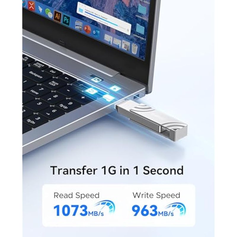 ORICO 1TB External Solid State Drive, 1050MB/s Dual-Port Rotating Metal Portable SSD with 90° Click-Stop, Reliable Storage for iPhone 16, 15 Series, Type-C Smartphone, Mac, Audio, Vehicle - A10 - Image 3