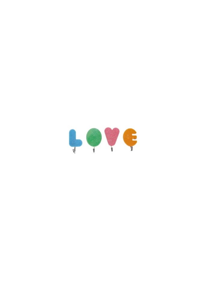 CATANES 4 Pcs Sticky Hook Love Design 4x2x5 Cm Multicolour  - Image 1