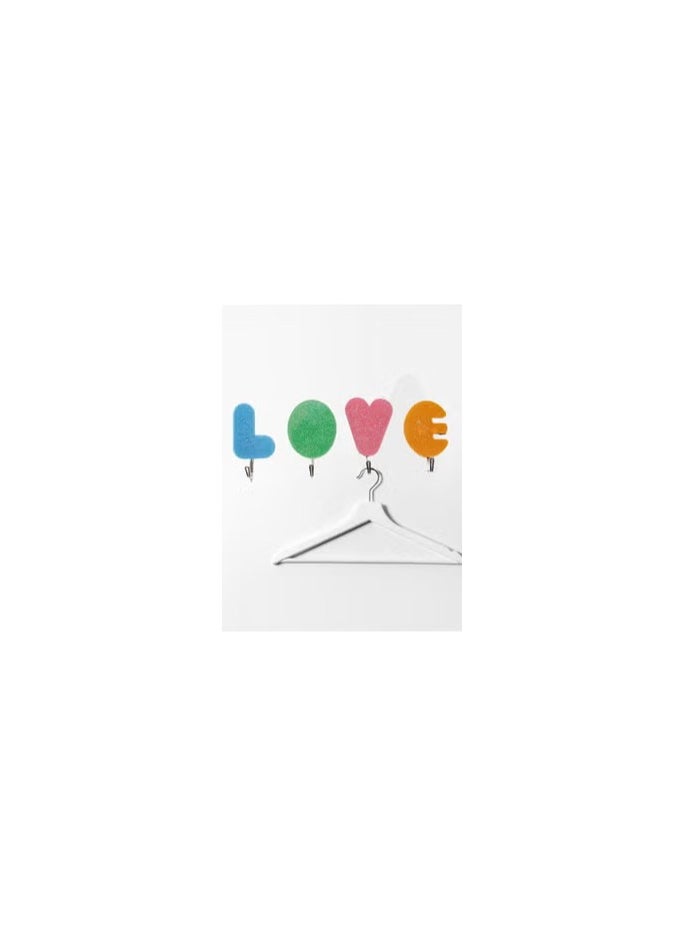 CATANES 4 Pcs Sticky Hook Love Design 4x2x5 Cm Multicolour  - Image 2