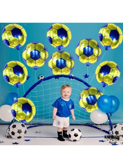 KATCHON Yellow And Blue Soccer Balloons 18 Inch Packof 10 ; Soccer Ball Balloons America Soccer Team Party Decorations ; Yellow And Blue Soccer Party Decorations ; Soccer Birthday Decorations  - Image 3