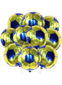 KATCHON Yellow And Blue Soccer Balloons 18 Inch Packof 10 ; Soccer Ball Balloons America Soccer Team Party Decorations ; Yellow And Blue Soccer Party Decorations ; Soccer Birthday Decorations  - Image 2