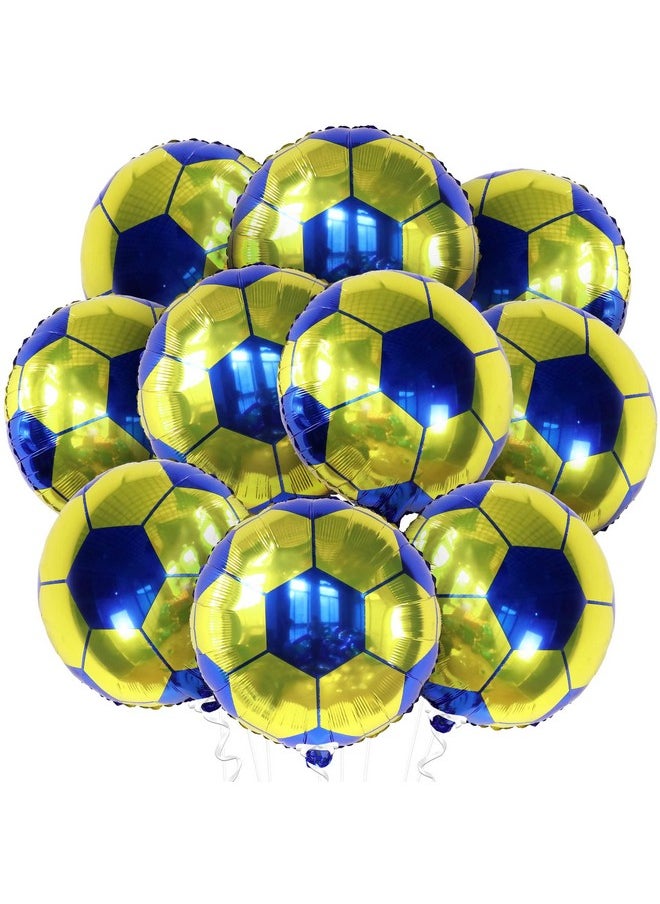 KATCHON - Yellow And Blue Soccer Balloons 18 Inch Packof 10 ; Soccer Ball Balloons America Soccer Team Party Decorations ; Yellow And Blue Soccer Party Decorations ; Soccer Birthday Decorations - Image 1