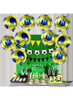 KATCHON Yellow And Blue Soccer Balloons 18 Inch Packof 10 ; Soccer Ball Balloons America Soccer Team Party Decorations ; Yellow And Blue Soccer Party Decorations ; Soccer Birthday Decorations  - Image 4