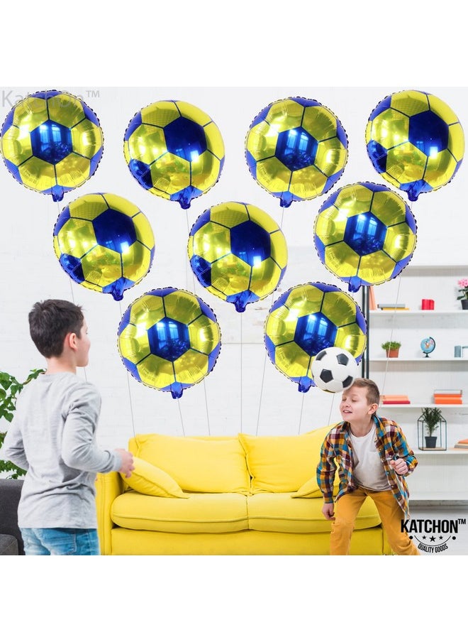KATCHON - Yellow And Blue Soccer Balloons 18 Inch Packof 10 ; Soccer Ball Balloons America Soccer Team Party Decorations ; Yellow And Blue Soccer Party Decorations ; Soccer Birthday Decorations - Image 1