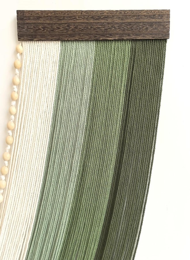 Achart Large Macrame Wall Hanging Dip Dyed Yarn Tapestry Ombre Yarn Gradient Color Macrame Wall Decor Macrame Tapestry Boho Decor for Bedroom Living Room Headboard Above Bed (Green + Bead) - Image 3