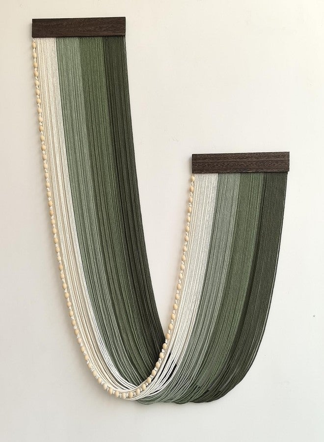 Achart Large Macrame Wall Hanging Dip Dyed Yarn Tapestry Ombre Yarn Gradient Color Macrame Wall Decor Macrame Tapestry Boho Decor for Bedroom Living Room Headboard Above Bed (Green + Bead) - Image 2