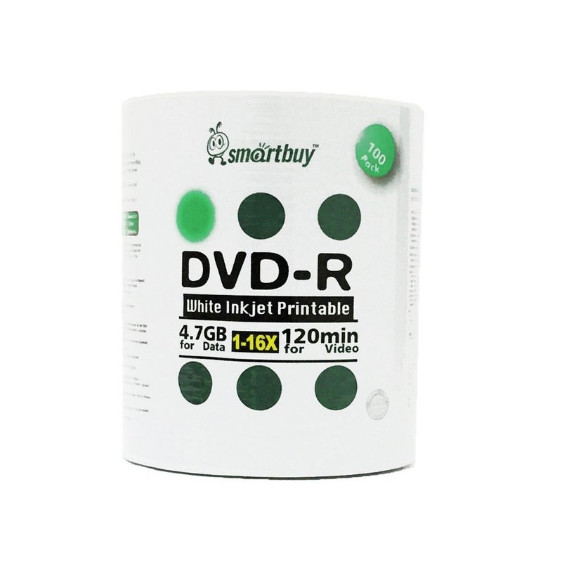 Smartbuy سمارت باي 4.7 جيجابايت/120 دقيقة 16x قرص DVD-R أبيض قابل للطباعة بالحبر فارغ (200 قرص) - Image 2