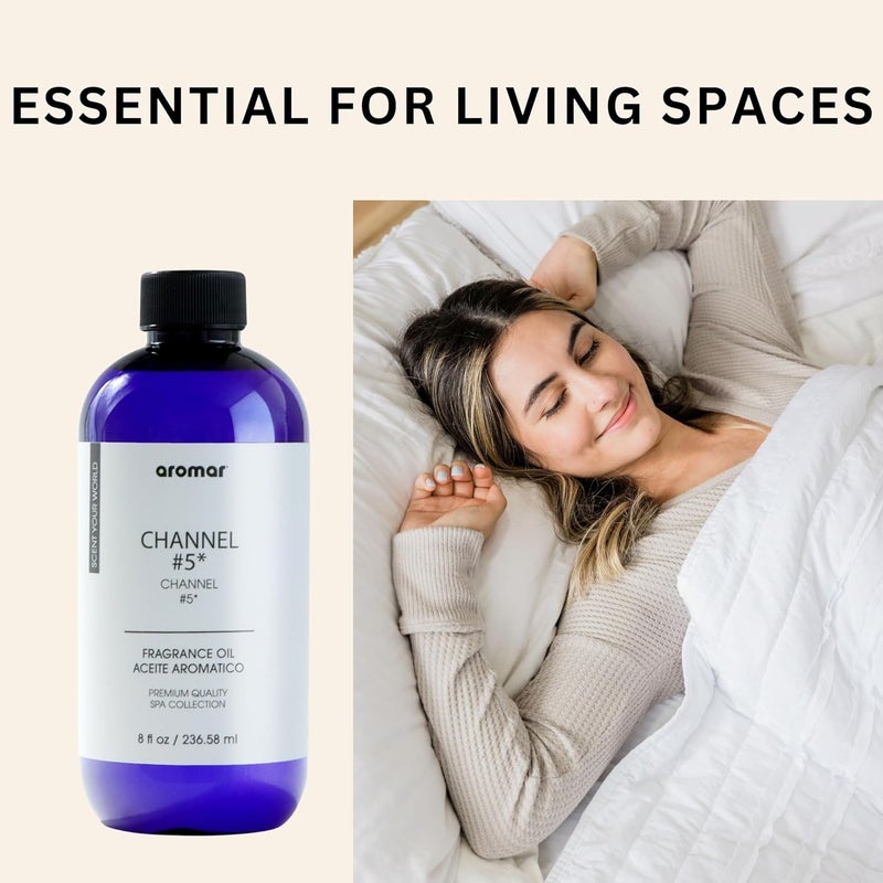 AROMAR Premium Fragrance Oil, Long-Lasting, Reinvigorating Uplifting Aroma for Aromatherapy, Relaxation & Household Uses. Channel # 5 8oz - Image 4