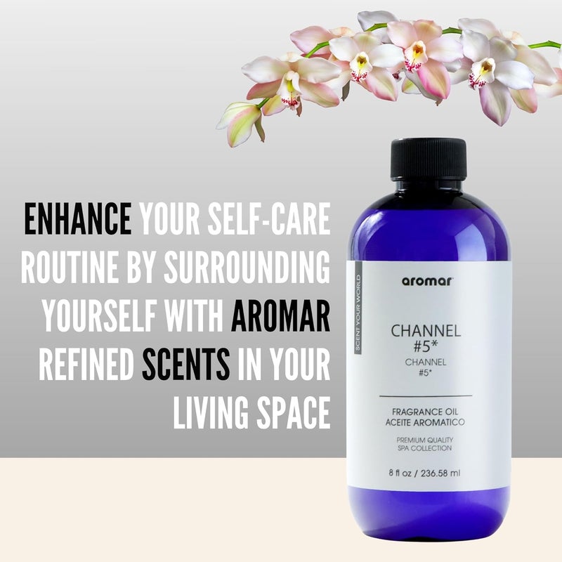 AROMAR Premium Fragrance Oil, Long-Lasting, Reinvigorating Uplifting Aroma for Aromatherapy, Relaxation & Household Uses. Channel # 5 8oz - Image 3