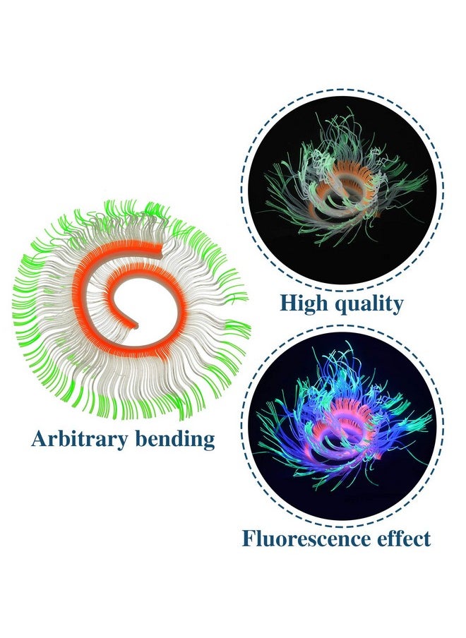 Weewooday - 57 Pieces Glowing Fish Tank Decorations Plants With Simulation Glowing Silicone Coral Glowing Jellyfish Lotus Leaf Changeable Green Sea Anemone Luminous Stones For Aquarium Fish Tank Glow Ornament - Image 1