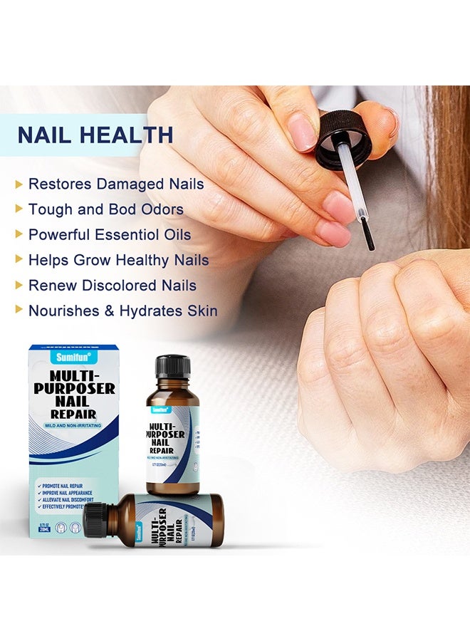 Sumifun Multi-Purpose Nail Repair Fungus Treatment Toenail Fingernail Fungal Renewal Treatment Toenail Fungus Treatment Solution Nail Psoriasis Aging Nails Fungus Damaged Repair Gel 20ML - Image 2