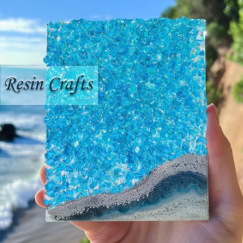 orgner 950g Ocean Blue Crushed Glass: High Luster Shiny Uneven 2-6mm Recycled Glass Shards for Coastal Resin Art, Beach Crafts, Aquarium, Decorative Fill, DIY. - Image 2