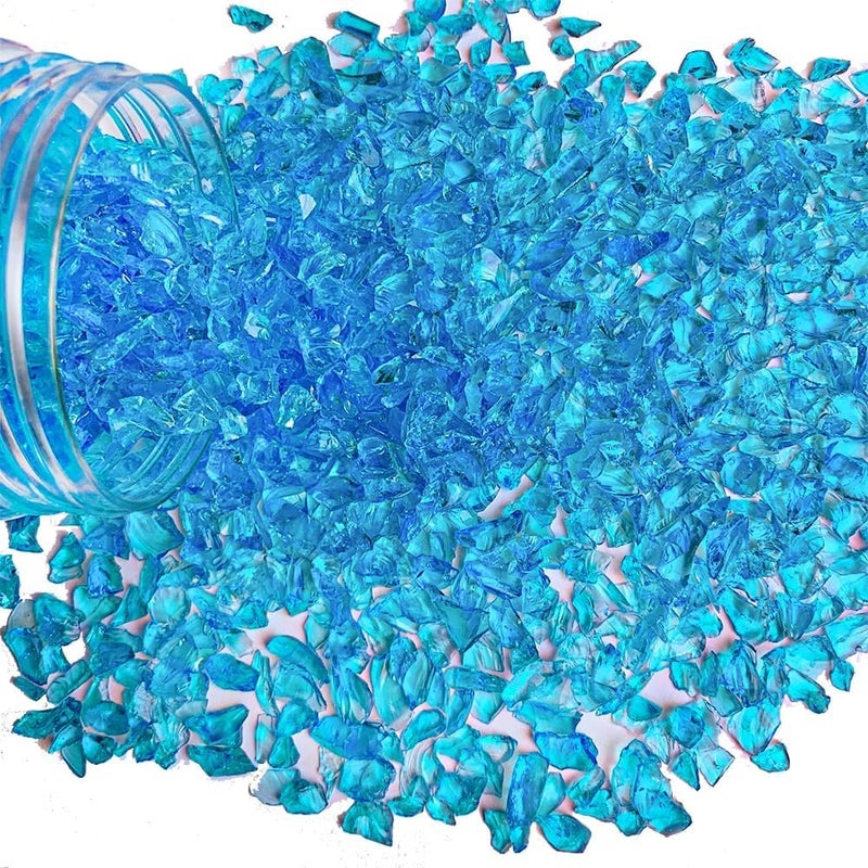 orgner 950g Ocean Blue Crushed Glass: High Luster Shiny Uneven 2-6mm Recycled Glass Shards for Coastal Resin Art, Beach Crafts, Aquarium, Decorative Fill, DIY. - Image 1