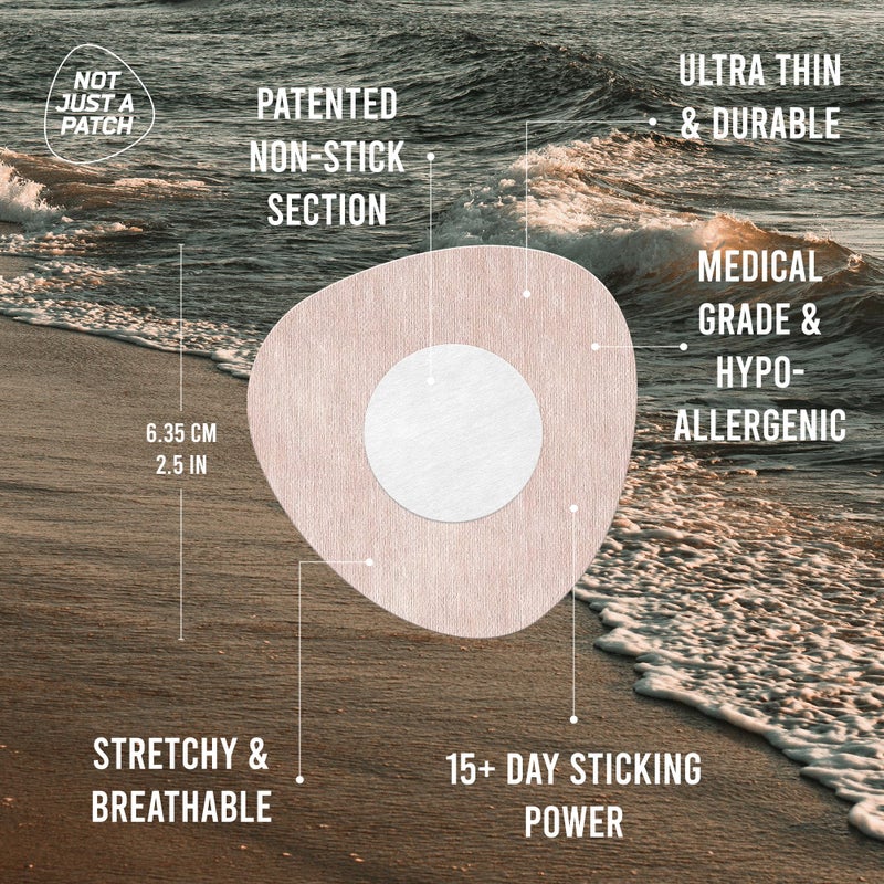 Not Just A Patch Air Libre 3 Plus Sensor Covers (20 Pack) - Thin, Strong and Light Adhesive Patches with Ultra-Hold 15+ Day Adhesion, Durable Freestyle Libre 3 Sensor Covers - Beige - Image 2
