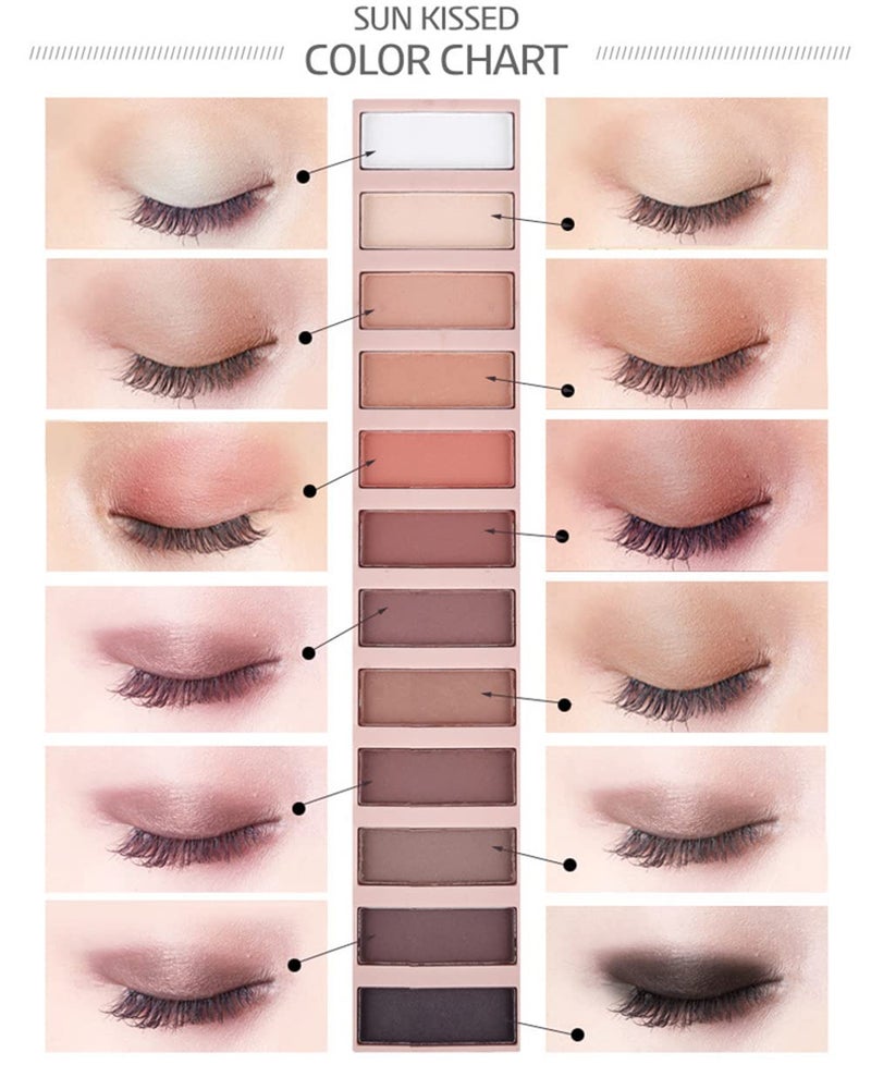 BestLand 12 Colors Makeup Nude Colors Eyeshadow Palette Natural Nude Matte Shimmer Glitter Pigment Eye Shadow Pallete Set Waterproof Smokey Professional Beauty Makeup Kit (Color A Matte) - Image 2